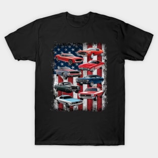 $Classic Muscle Car Retro American Flag Patriotic T-Shirt